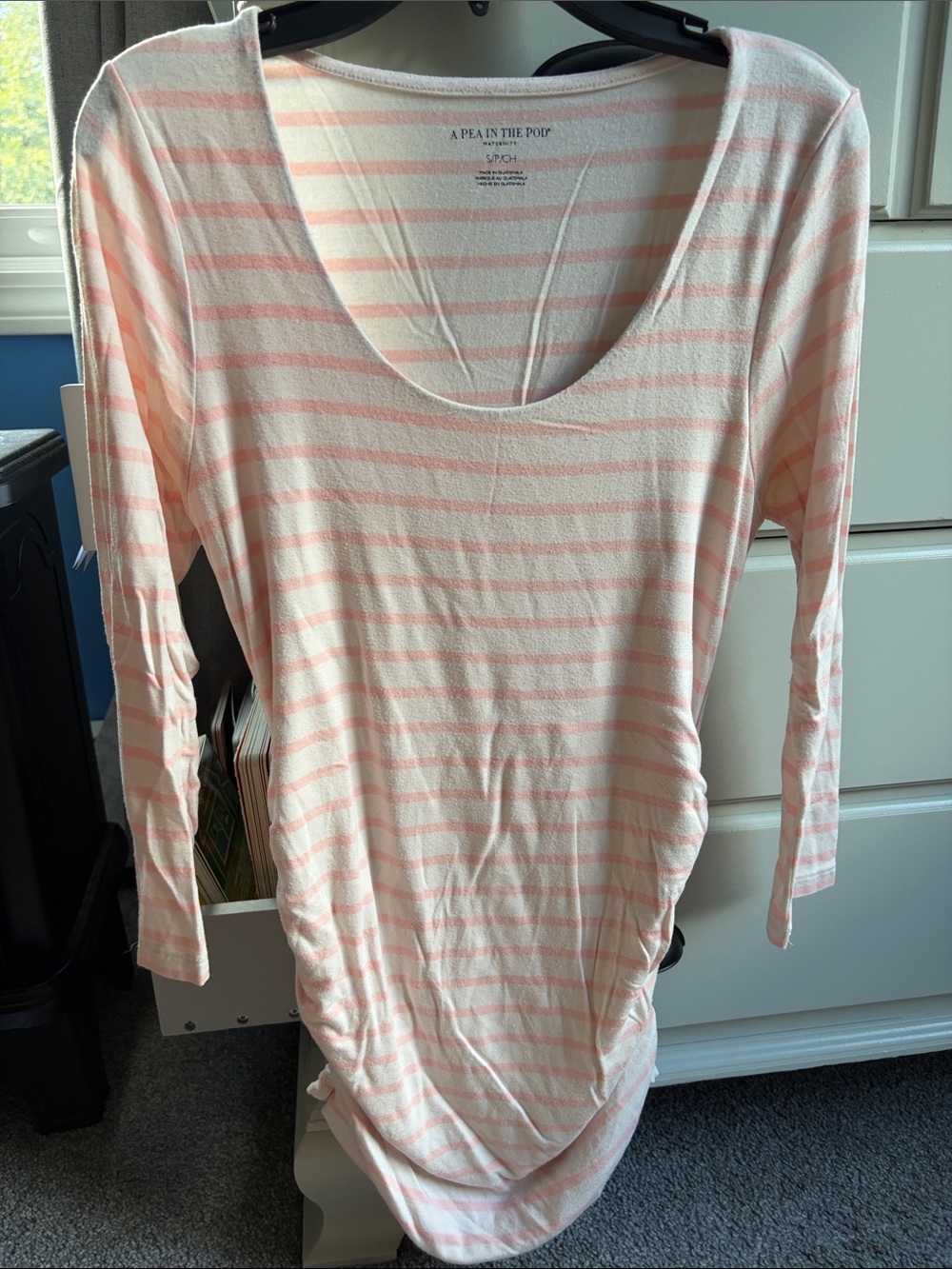 A Pea in the Pod Cream and Pink Striped Maternity Tunic